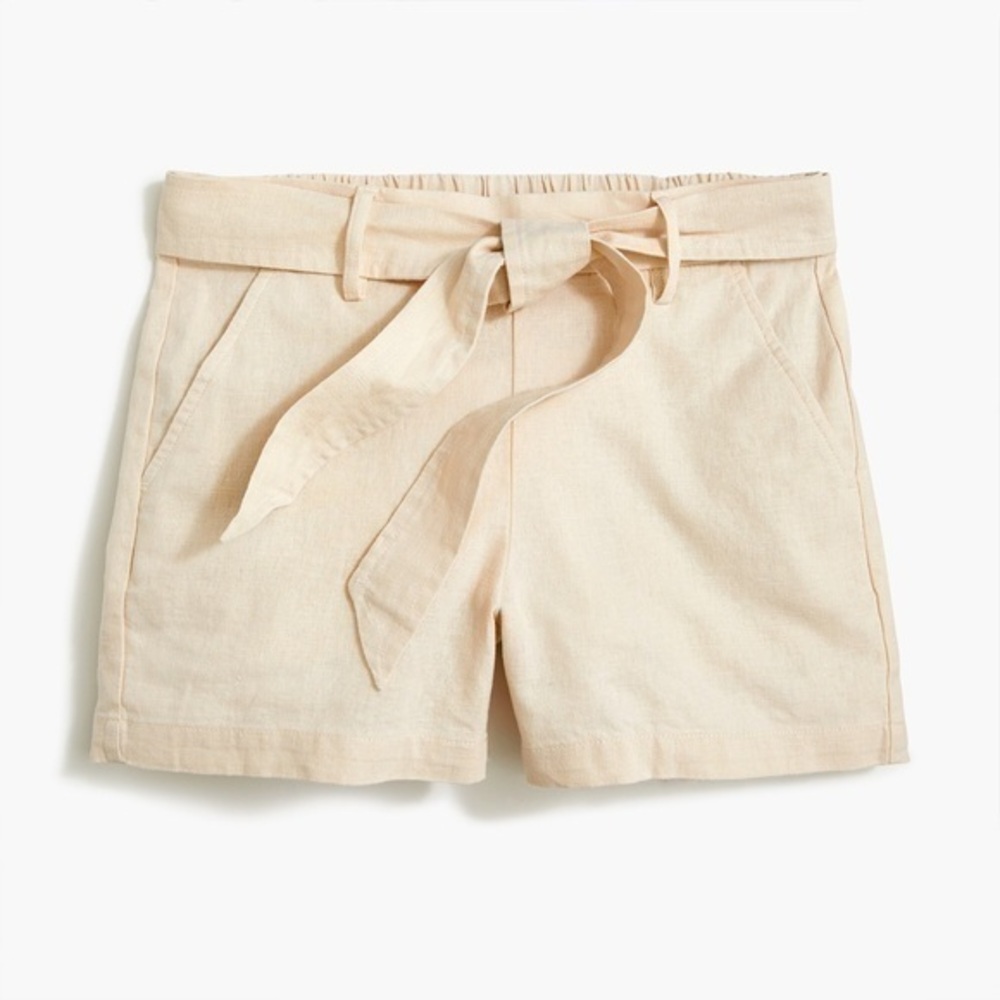 J. Crew Tie-waist short in linen-cotton Size 6